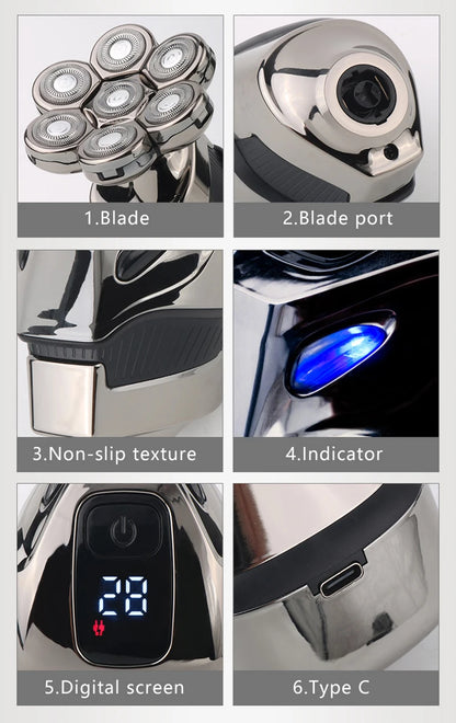 5 IN 1 4D Men's Rechargeable Bald Head Electric Shaver