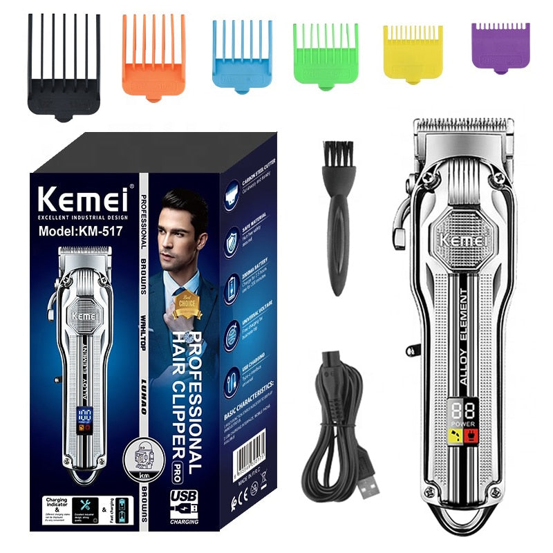 Full Metal Cord Cordless Barber Hair Clipper Professional Hair Trimmer