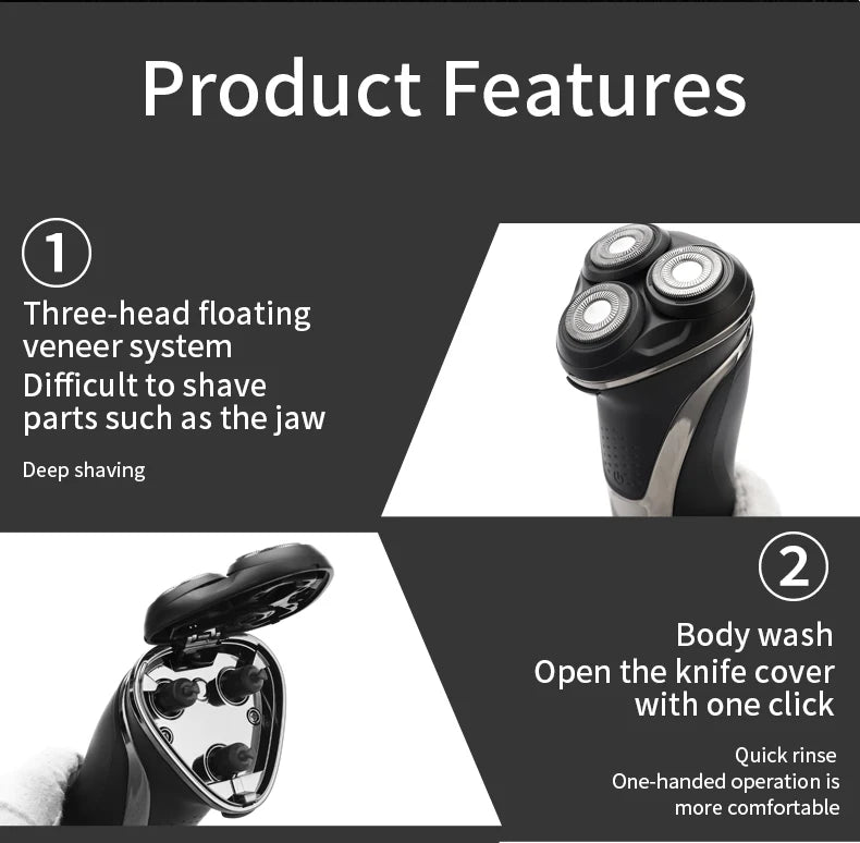 VGR 306 Electric Shaver Professional 3 In1 3-Head Floating Shaving