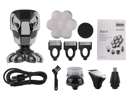 5 IN 1 4D Men's Rechargeable Bald Head Electric Shaver