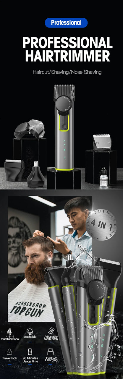 IRUIBEAUTY 4-in-1 Hair Trimmer Electric Hair Clipper IPX5