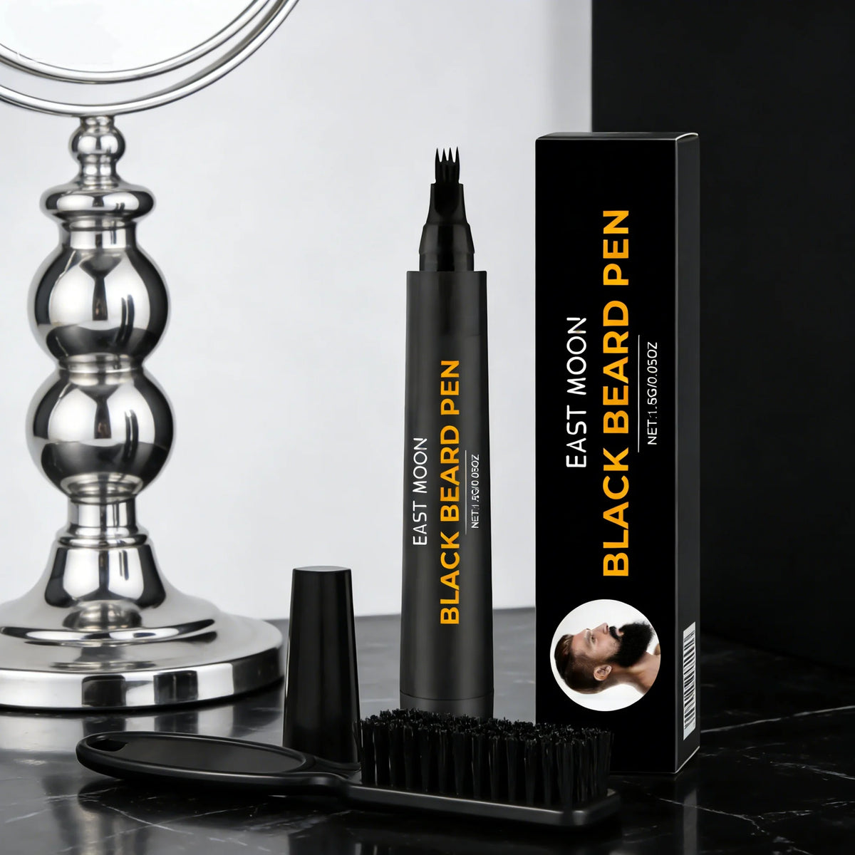 East Moon Black Beard Filler Pen with Brush Fast Permanent Coloring