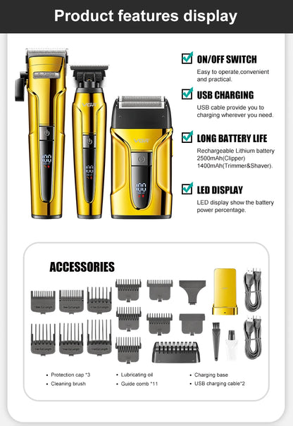 VGR V-694 3-in-1 Hair Trimming Set Professional High end Hair Clipper