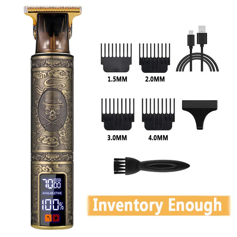 Electric Barber T9 Upgraded LCD Rechargeable Retro Oil Head