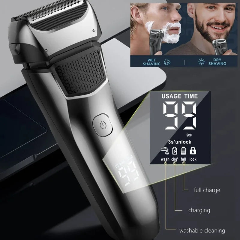Kemei Men's Electric Shaver Facial Beard Wet & Dry Shaver