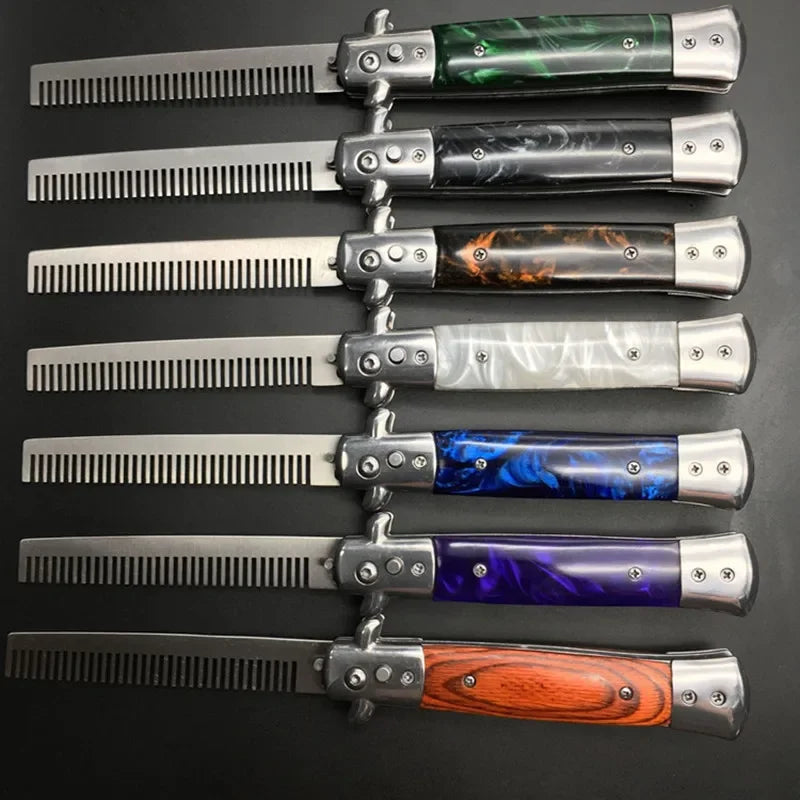 Stainless Steel Foldable Automatic Combs Butterfly Pocket Comb