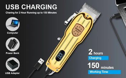 KEMEI Professional Men's Hair Clippers Zero Gapped Gold km-223