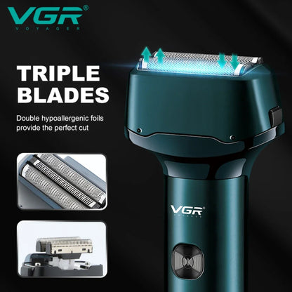 VGR 3 Blades Professional Electric Shaver For Men V-371