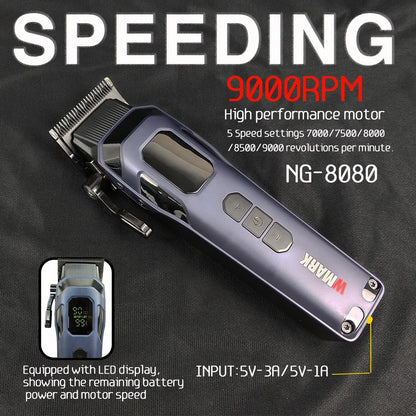 9000RPM NG-8080 Professional Hair Clipper 5 Speed Adjustment