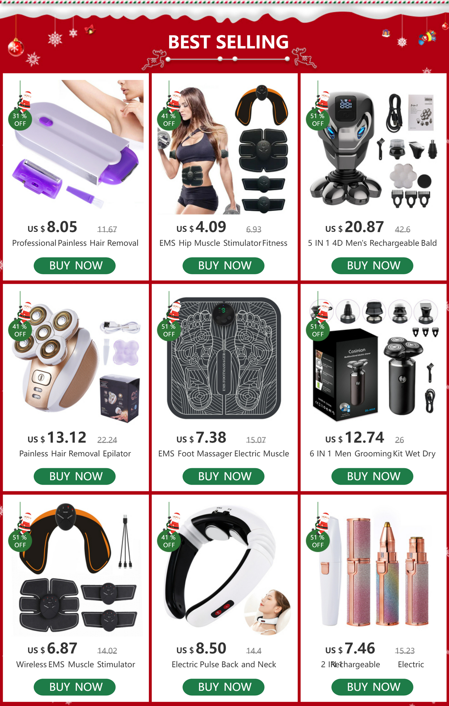 5 IN 1 4D Men's Rechargeable Bald Head Electric Shaver