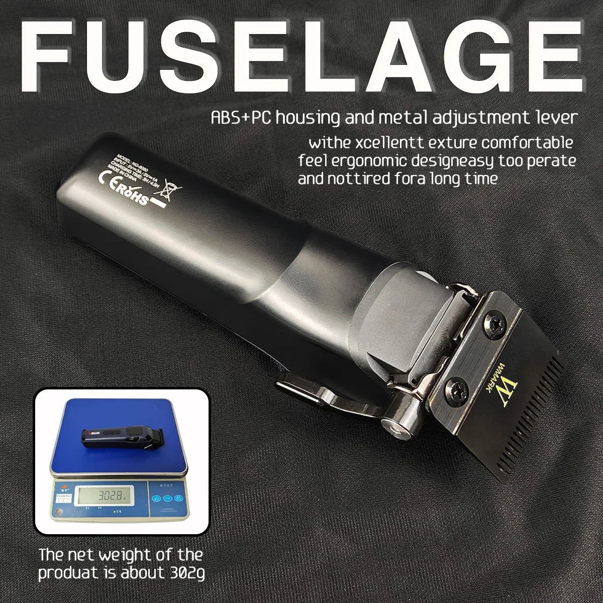 9000RPM NG-8080 Professional Hair Clipper 5 Speed Adjustment