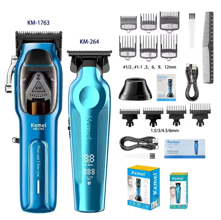 Kemei Hair Clipper Kit for Men Big Power 9000RPM KM-1763 KM-264