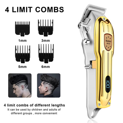 KEMEI Professional Men's Hair Clippers Zero Gapped Gold km-223