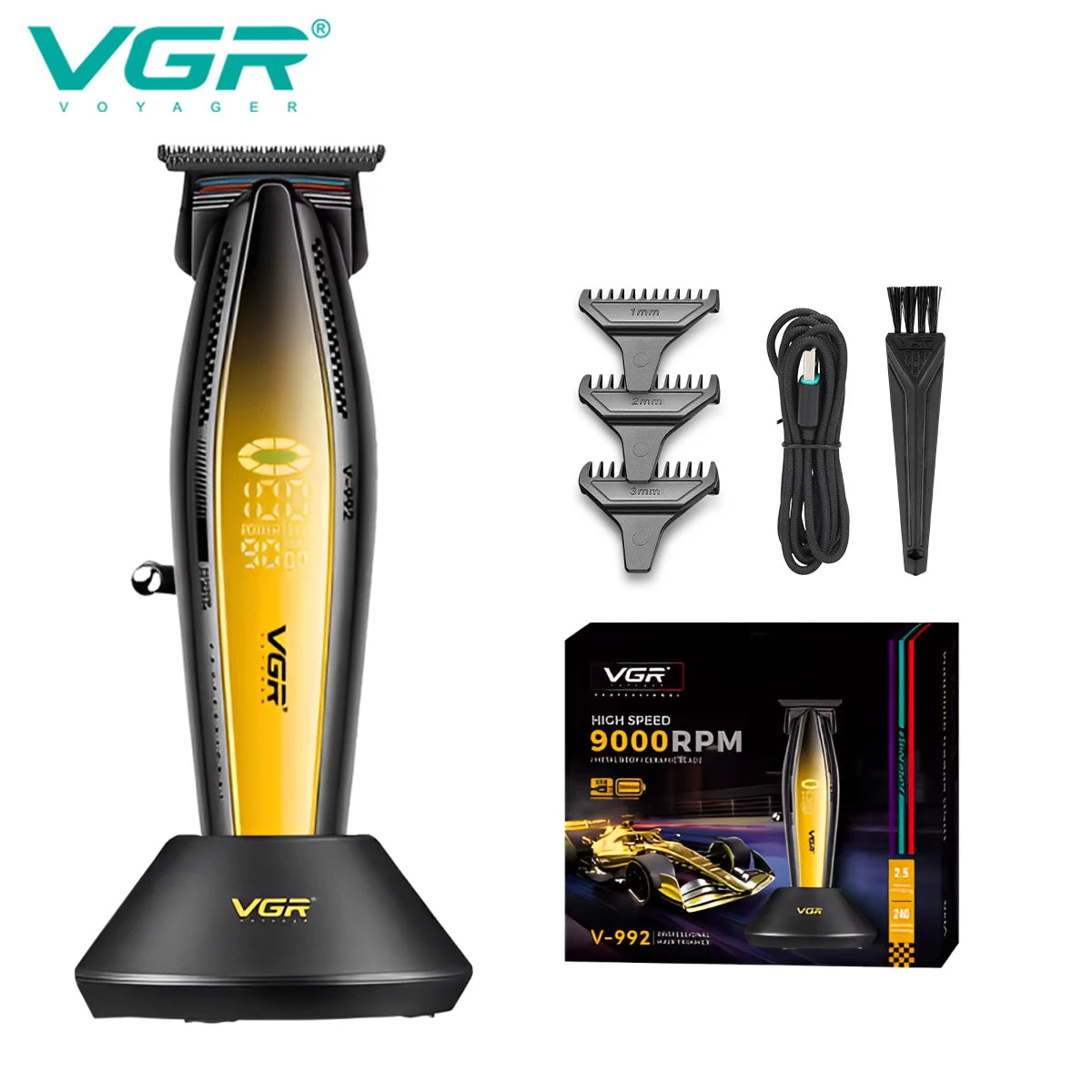 VGR V-992 V-270 high-end men's hair clipper LCD digital display
