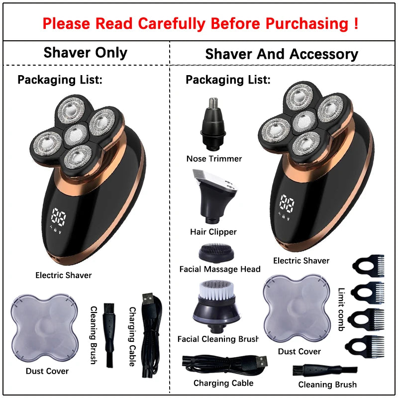 5 In 1 Electric Shaver For Men Bald Head Hair Clipper