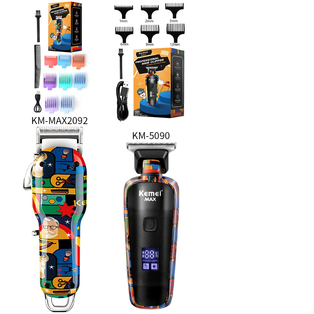 Kemei Graffiti Electric Hair Clipper Kit Men's Electric Shaver