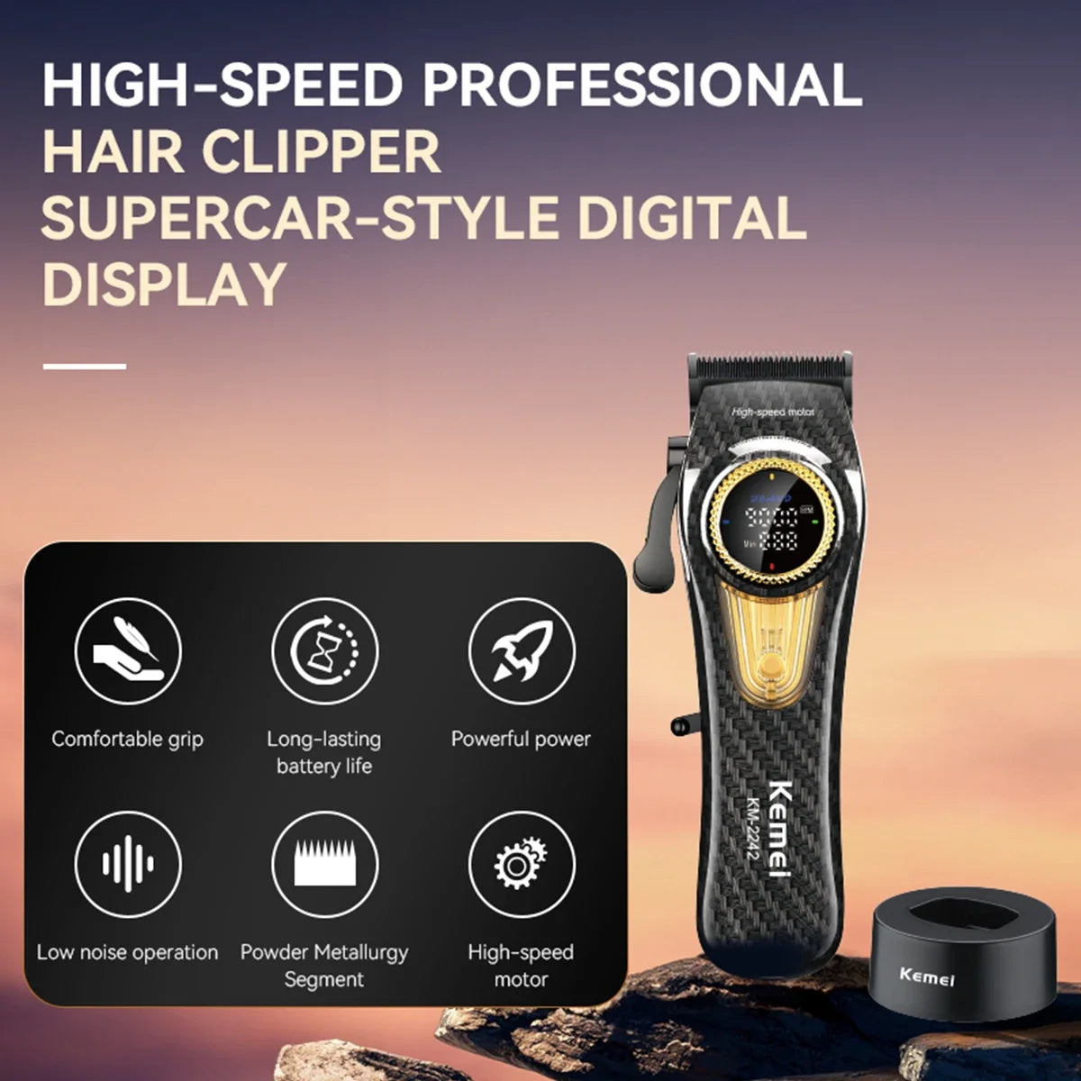Kemei KM-2242 Men's Hair Clipper 9000RPM Brushless Machine