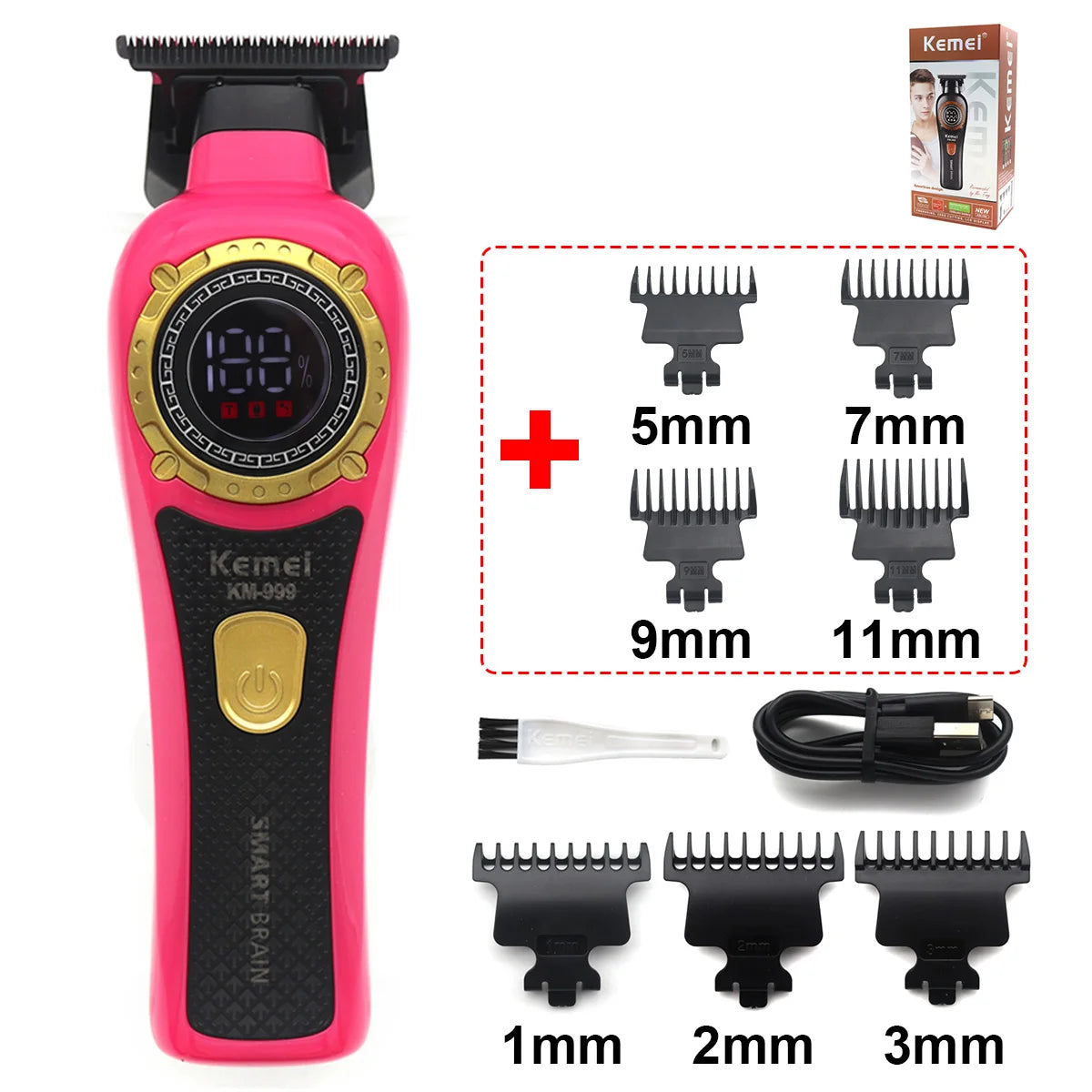 Kemei KM-999 Hair Trimmer for Men DLC T-Blade Zero Gapped