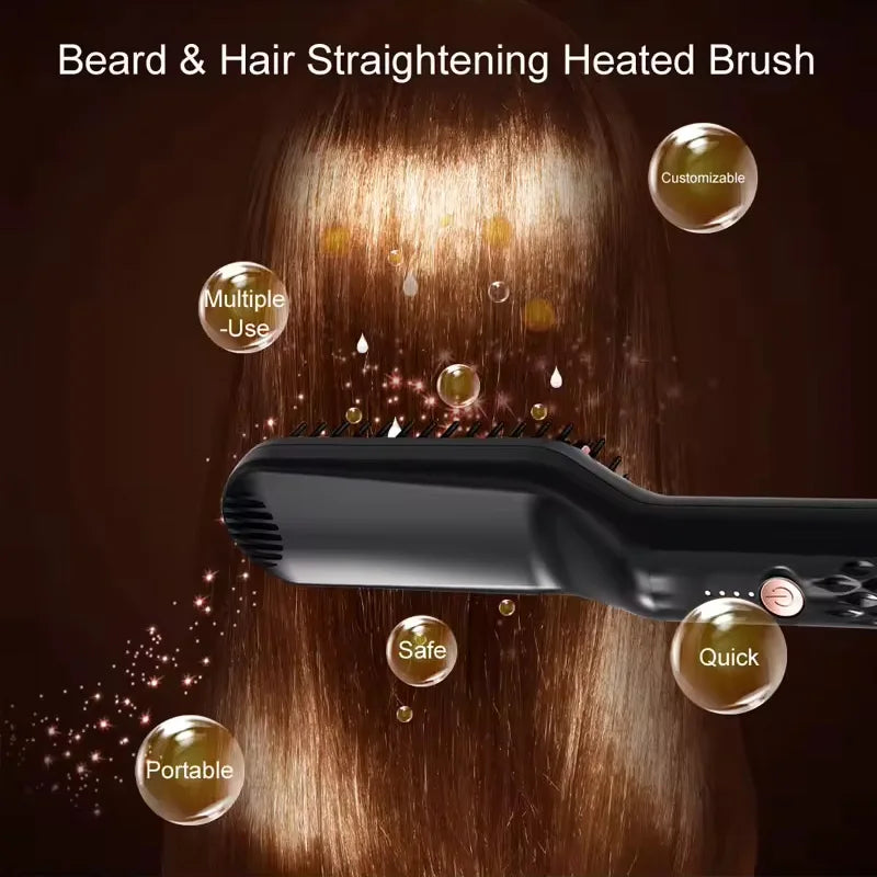 3 in 1 Quick heat Hair Beard straightener comb PTC heater