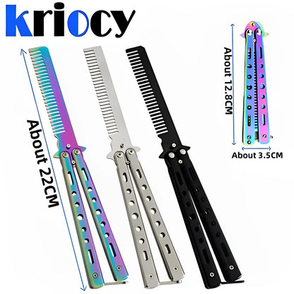 Foldable Comb Stainless Steel Practice Training Butterfly Comb