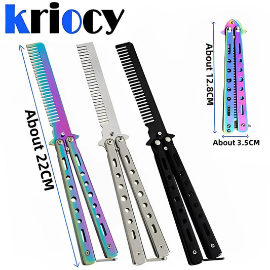 Foldable Comb Stainless Steel Practice Training Butterfly Comb