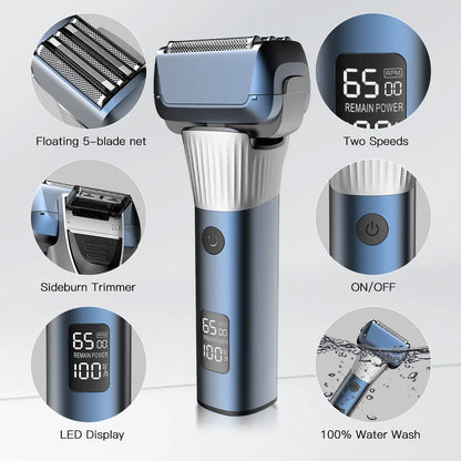 Men's electric shaver floating 5 blade net razor for men