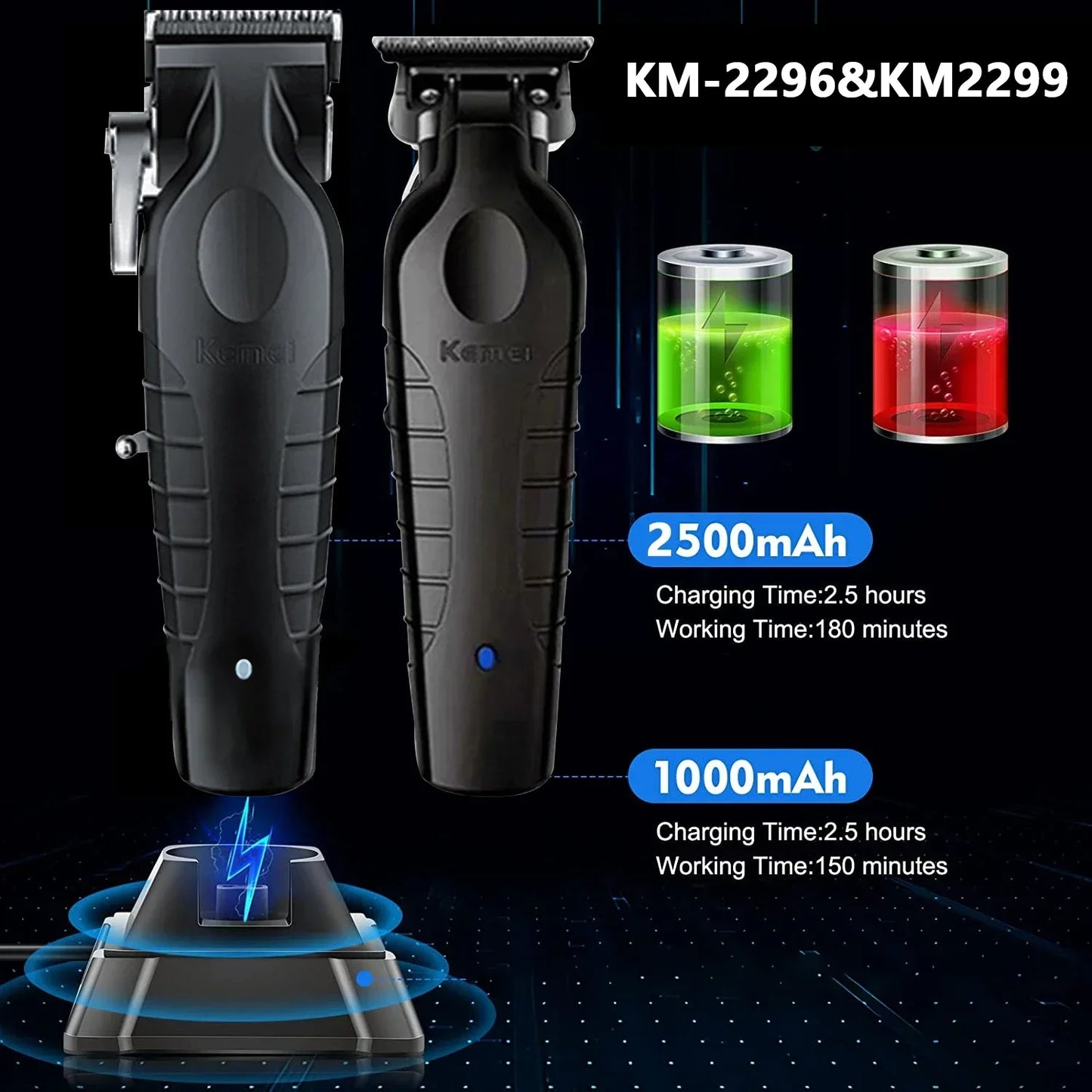 Kemei KM-2296 KM-2299 KM-2024 Professional Hair Clipper Kit