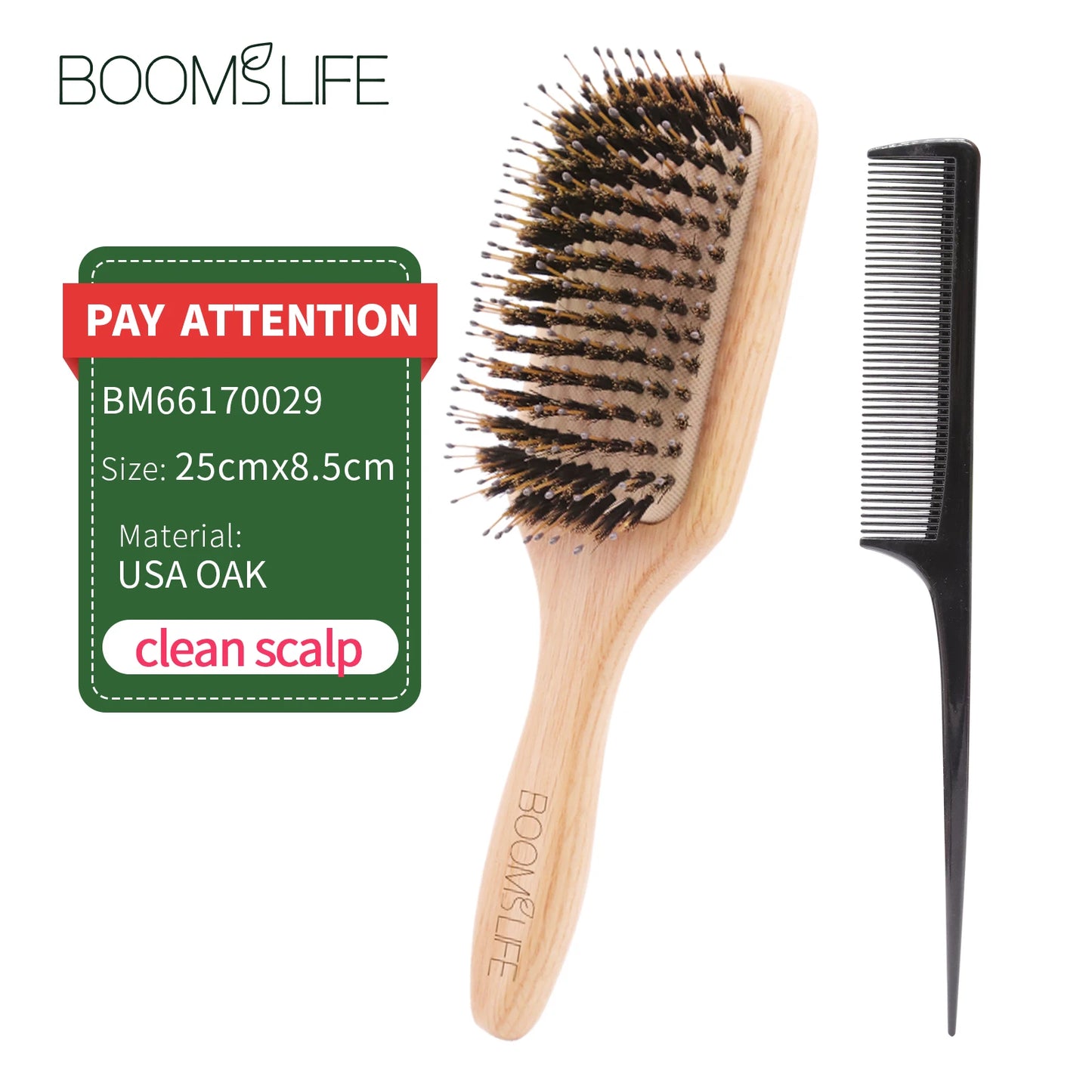 Boar Bristle Brush Wood Combs Scalp Massage