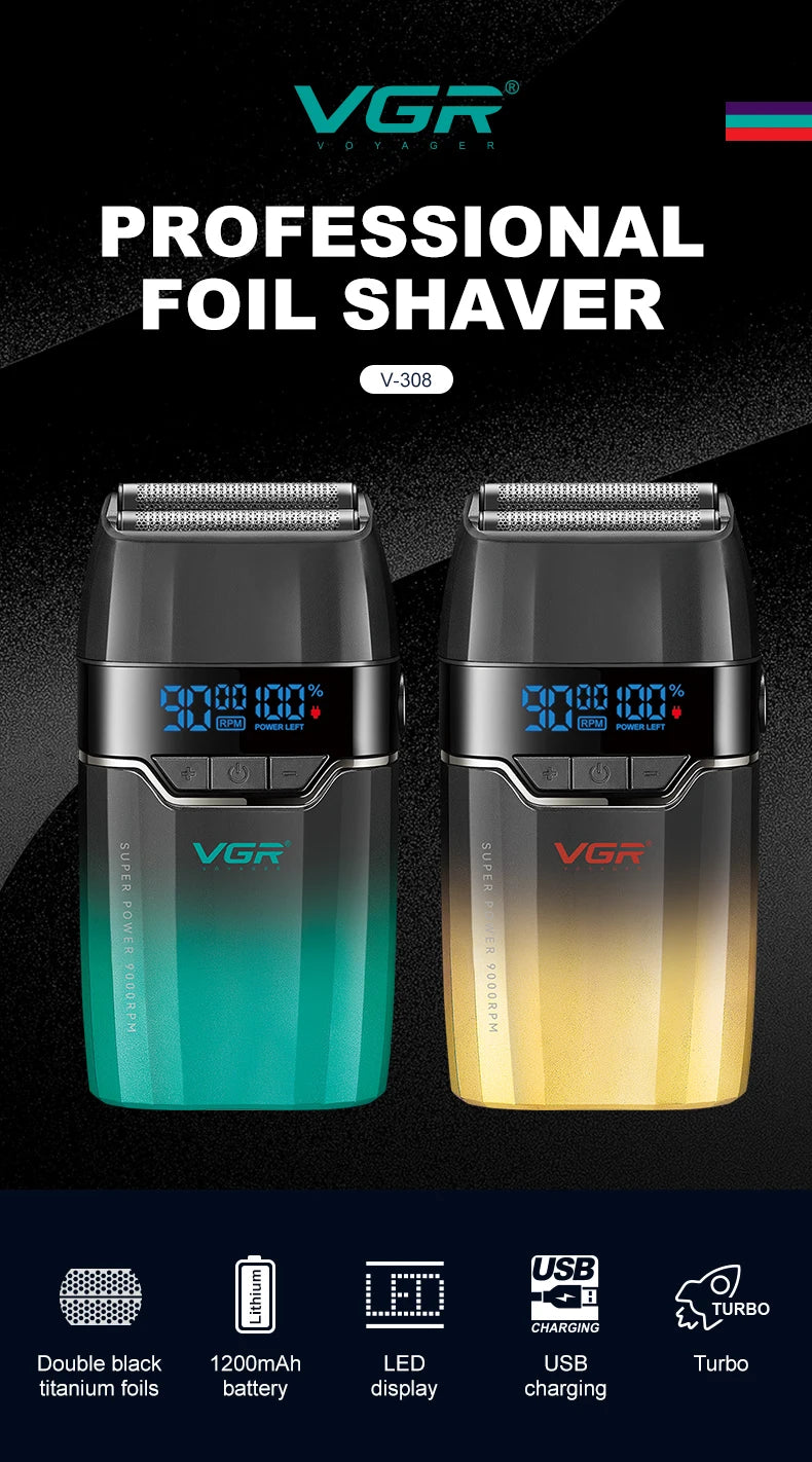VGR New Shaver Gradient Color Body High end Hair Trimmer V-308