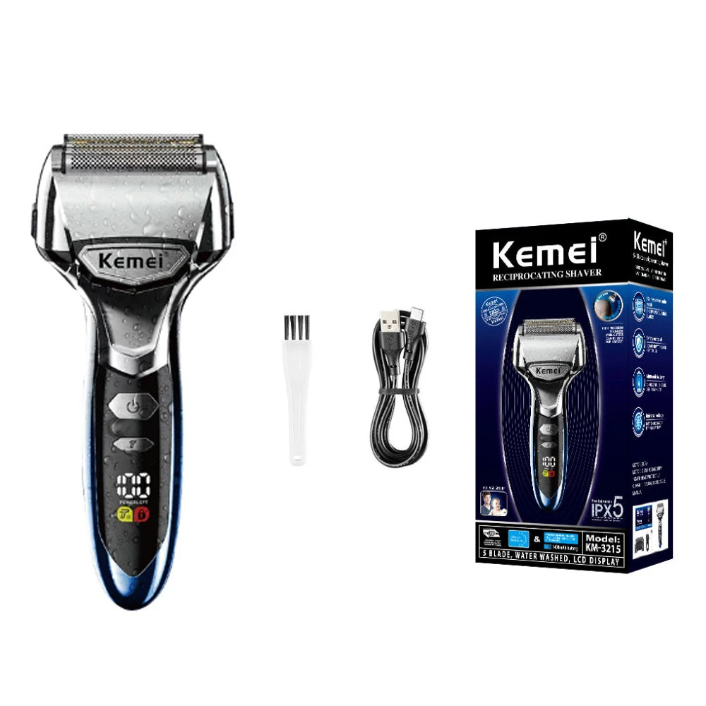 Kemei 5-Blades Beard Electric Shaver Face Wet Dry