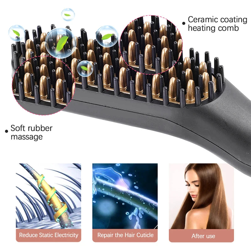 Professional 2 In 1 Portable Electric Straightening Beard