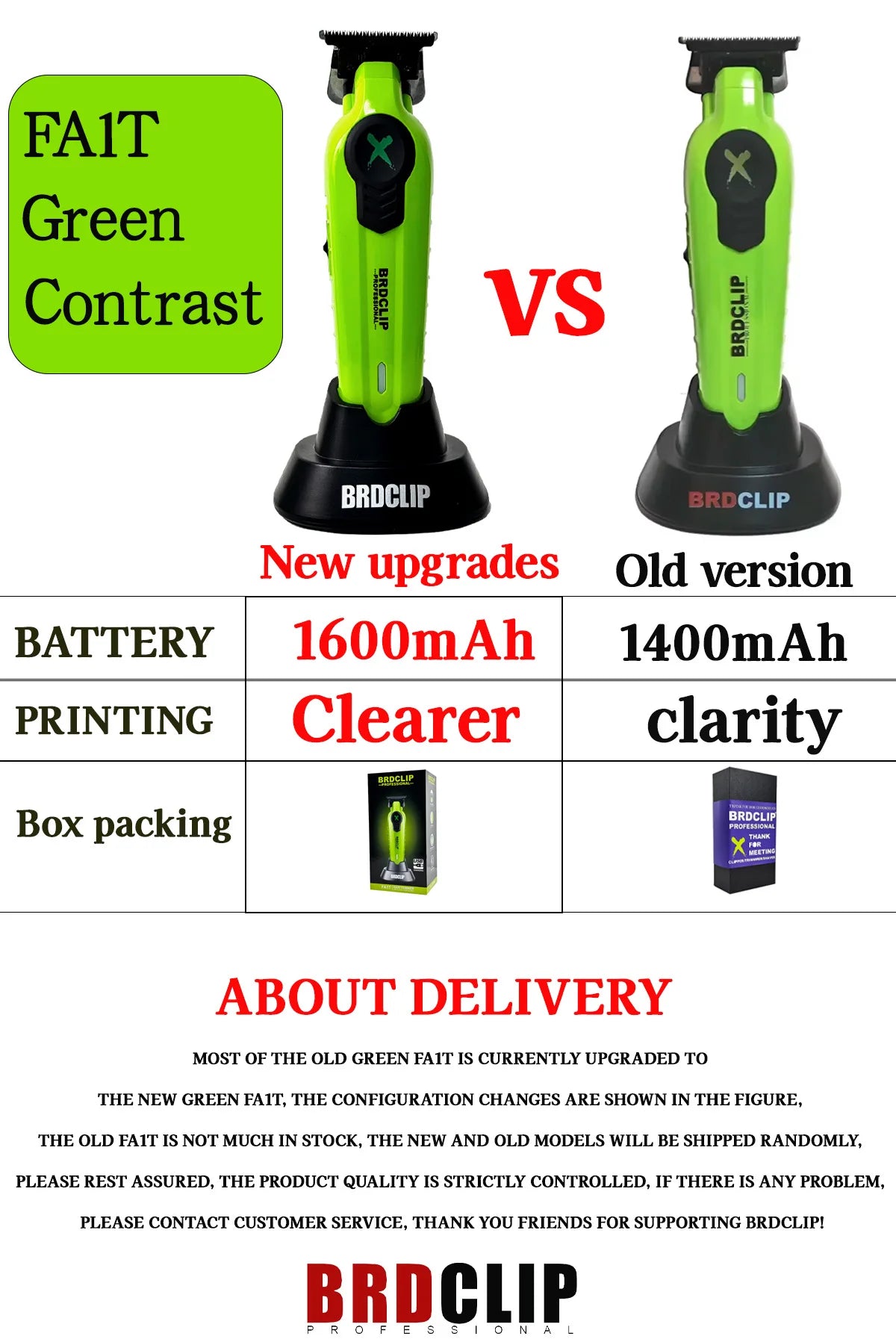 New BRDCLIP FA1T Green Professional Hair Trimmer