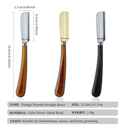 New Color Wood Handle Baber Straight Razor For Men