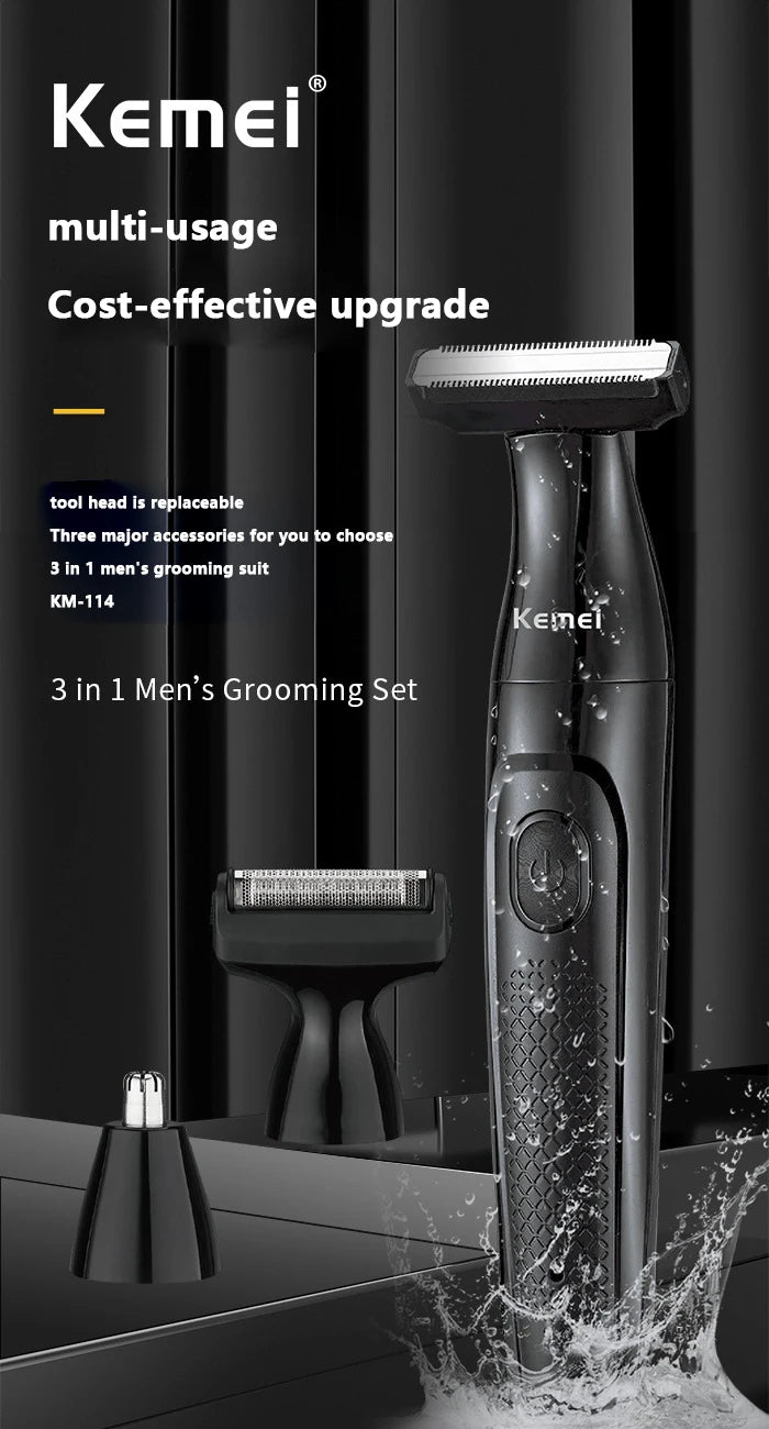 KM-114 3in1 Electric shaver for men wet dry electric razor