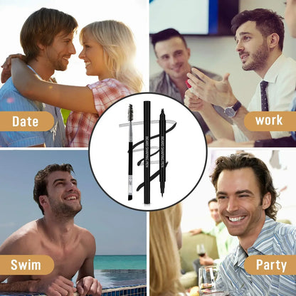 Waterproof Beard Pen 2-in-1 Beard Filler Pencil with Brush