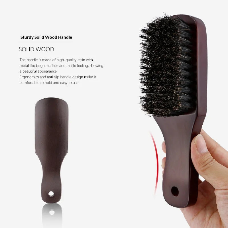 Hair Brush Wood Handle Boar Bristle Beard Comb