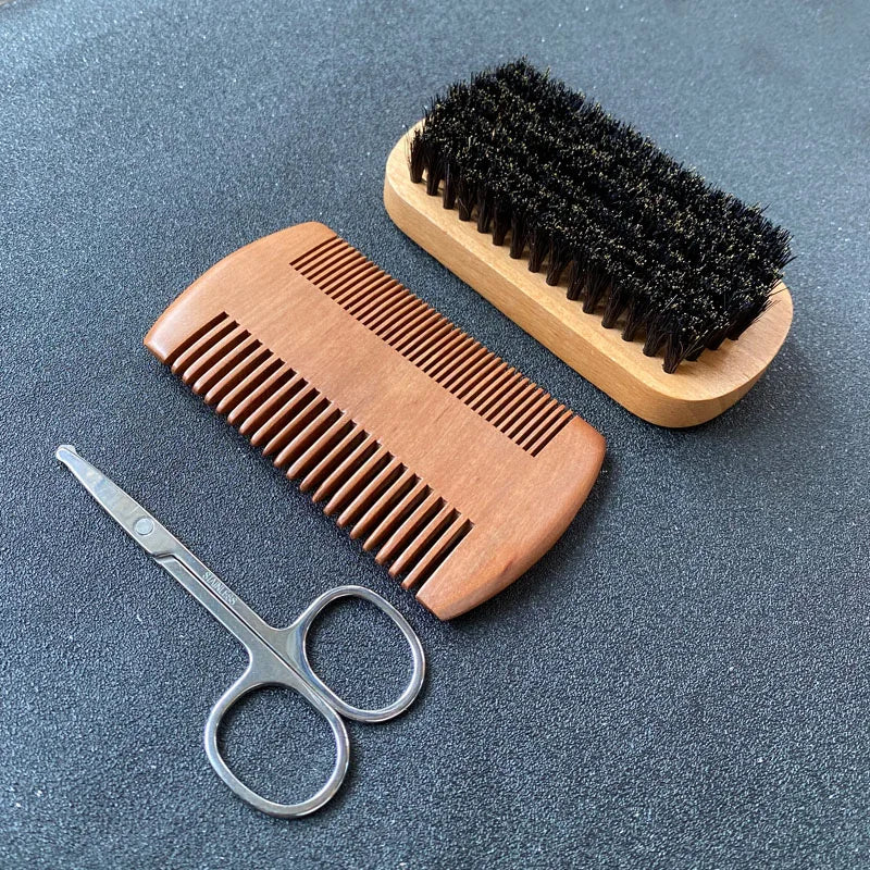 Men's beard grooming set beard brush bristle