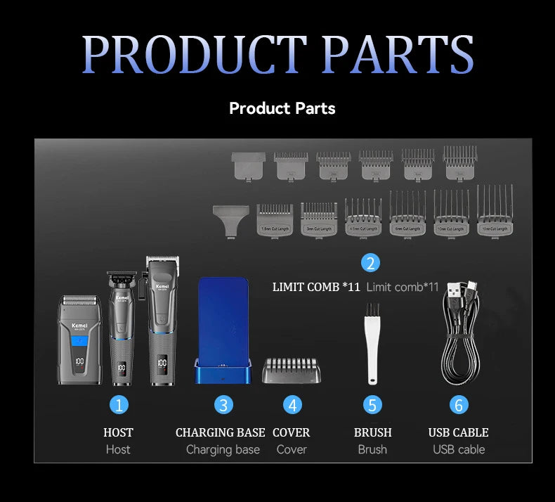 KEMEI Hair Salon Professional Hair Clipper and Shaving Set