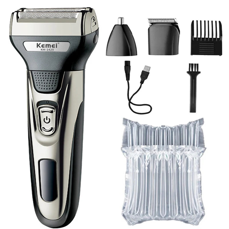 Kemei KM-1429 Rechargeable 3 in 1 Beauty Kit Electric Shaver Kit