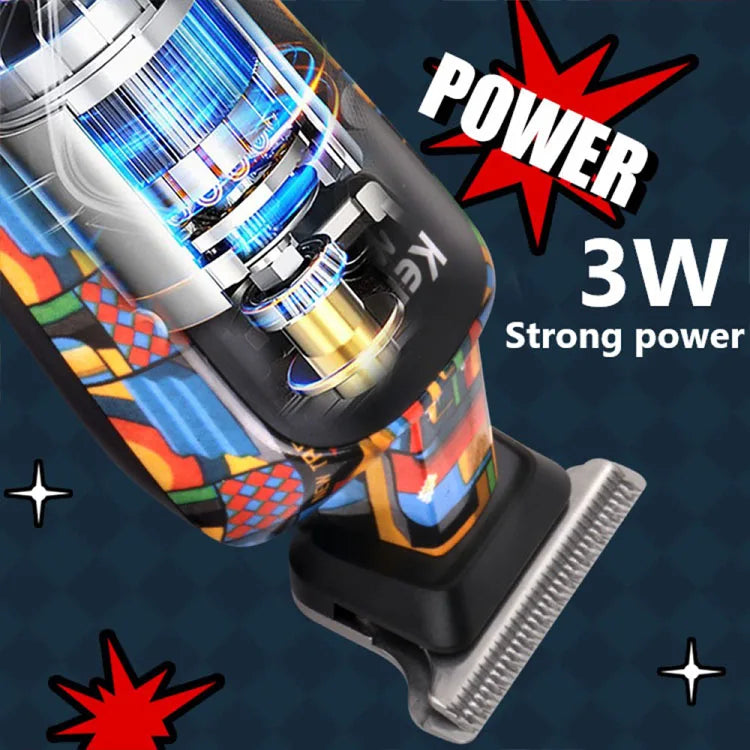 Kemei Graffiti Electric Hair Clipper Kit Men's Electric Shaver