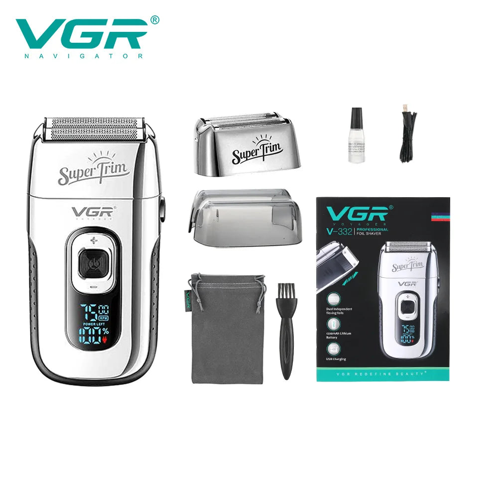 VGR Rechargeable 3-Speed Electric Shaver For Men Barber Hair Shaver