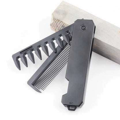 3 in 1 Pocket Folding Combs Plastic Wide Tooth Head Comb