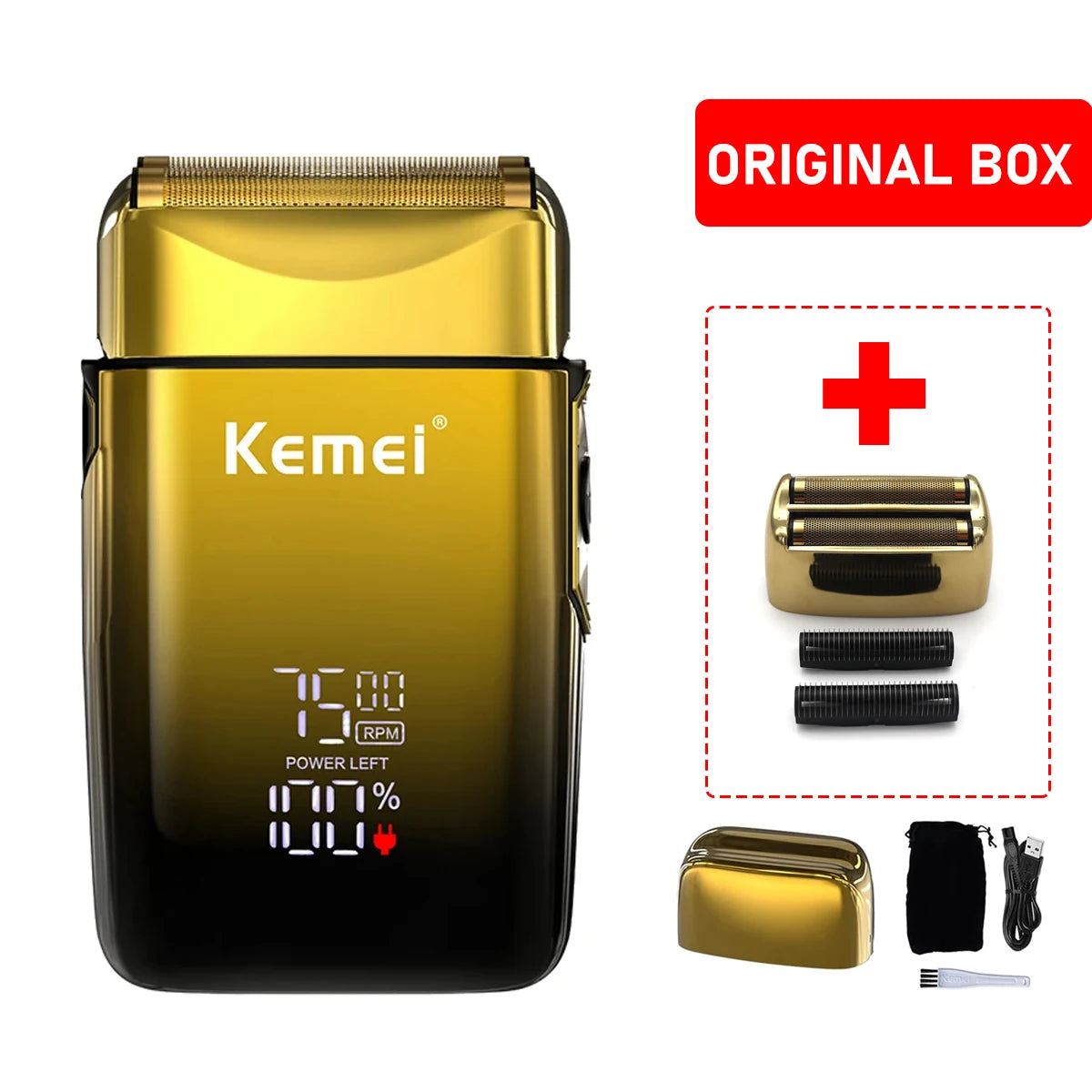 Kemei-KM-TX10 Men's Shaving Machine Dual Foil Blades