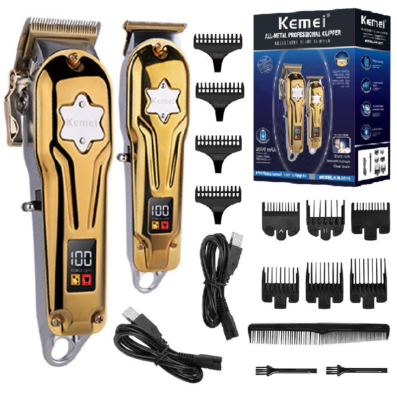 Original Kemei Full Metal Professional Combo Kit Hair Clipper & Beard Hair Trimmer