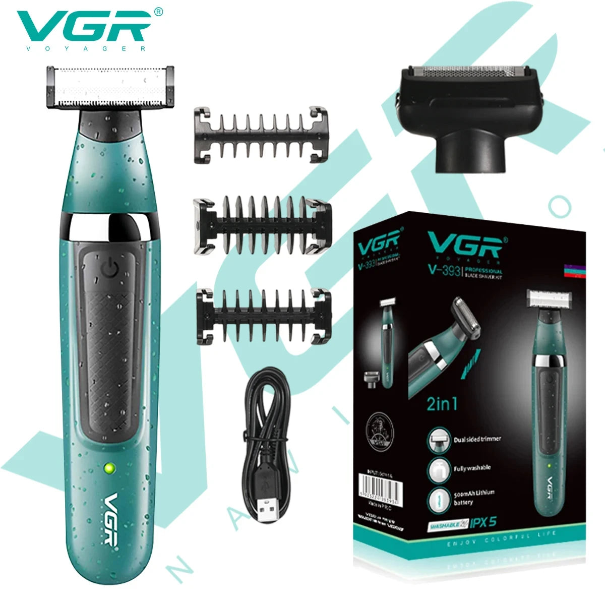 VGR V-393 2-in-1 multifunctional hair trimming set