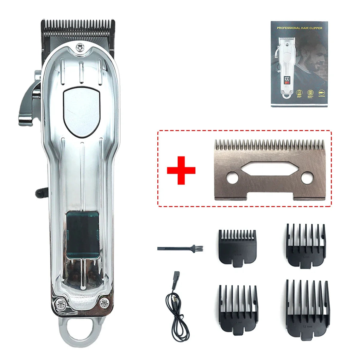 Professional Hair Clipper for Men 10W High Power LED Display