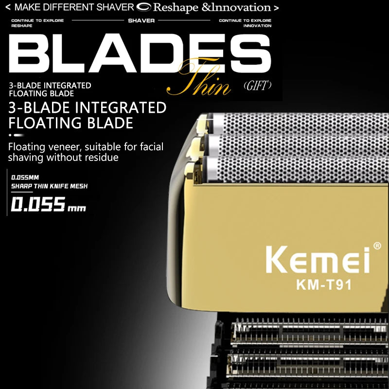 Kemei Electric Triple Blades Razor Rechargeable Barber KM-T91