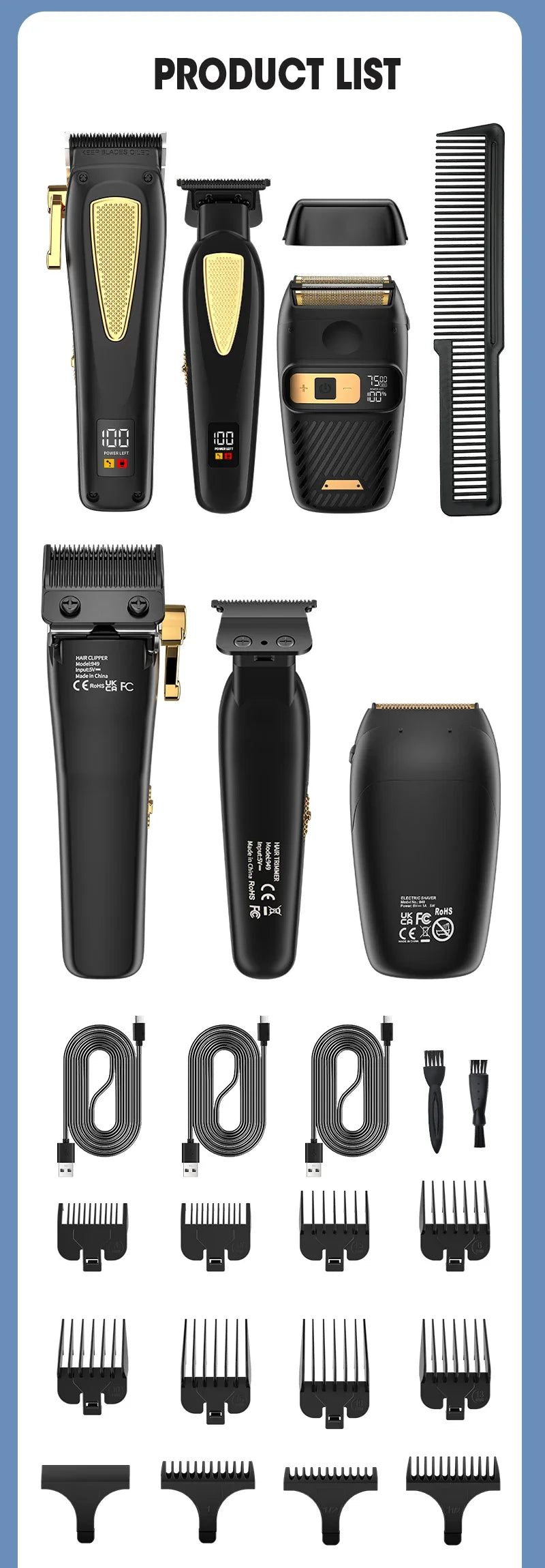 New Hair Cutting Machine RESUXI 949 Professional Hair Clipper