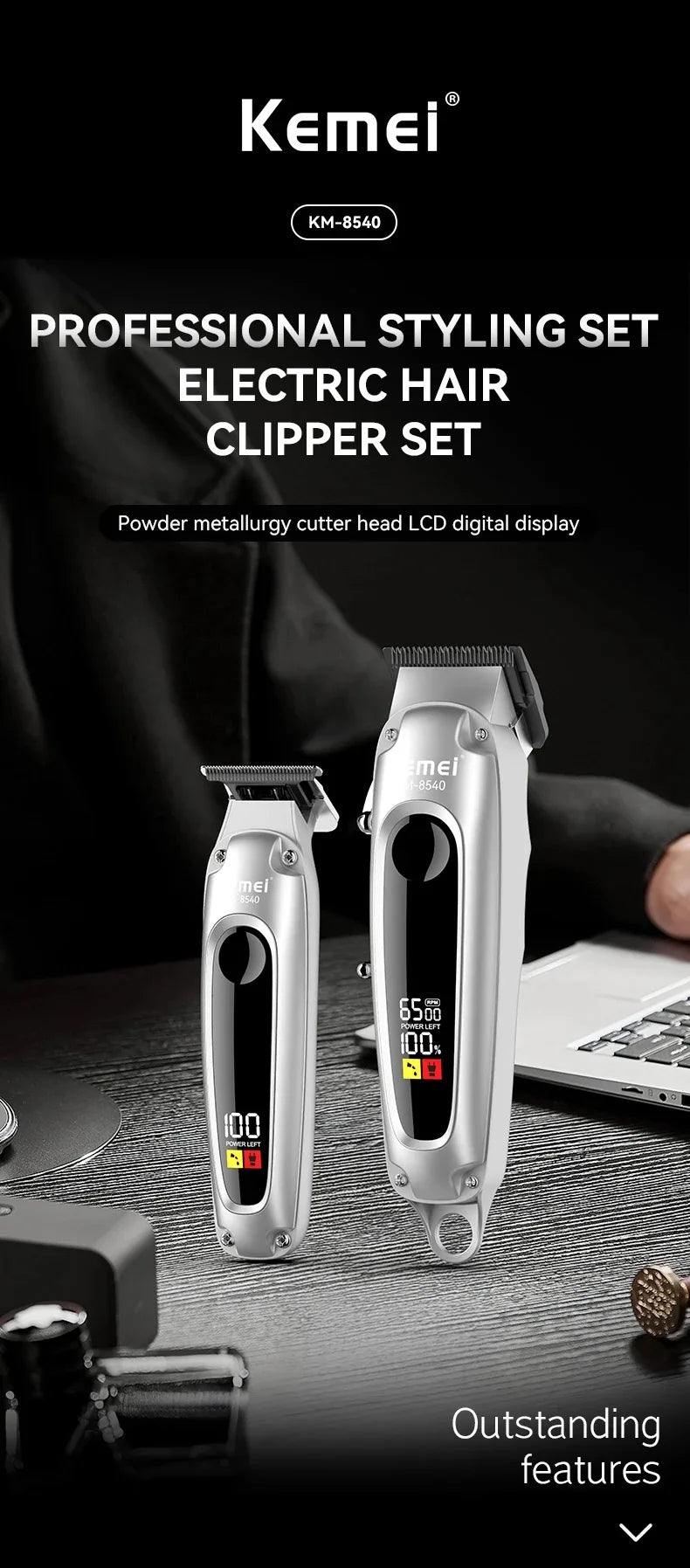 Kemei Professional Barber Hair Clippers and Trimmers Set