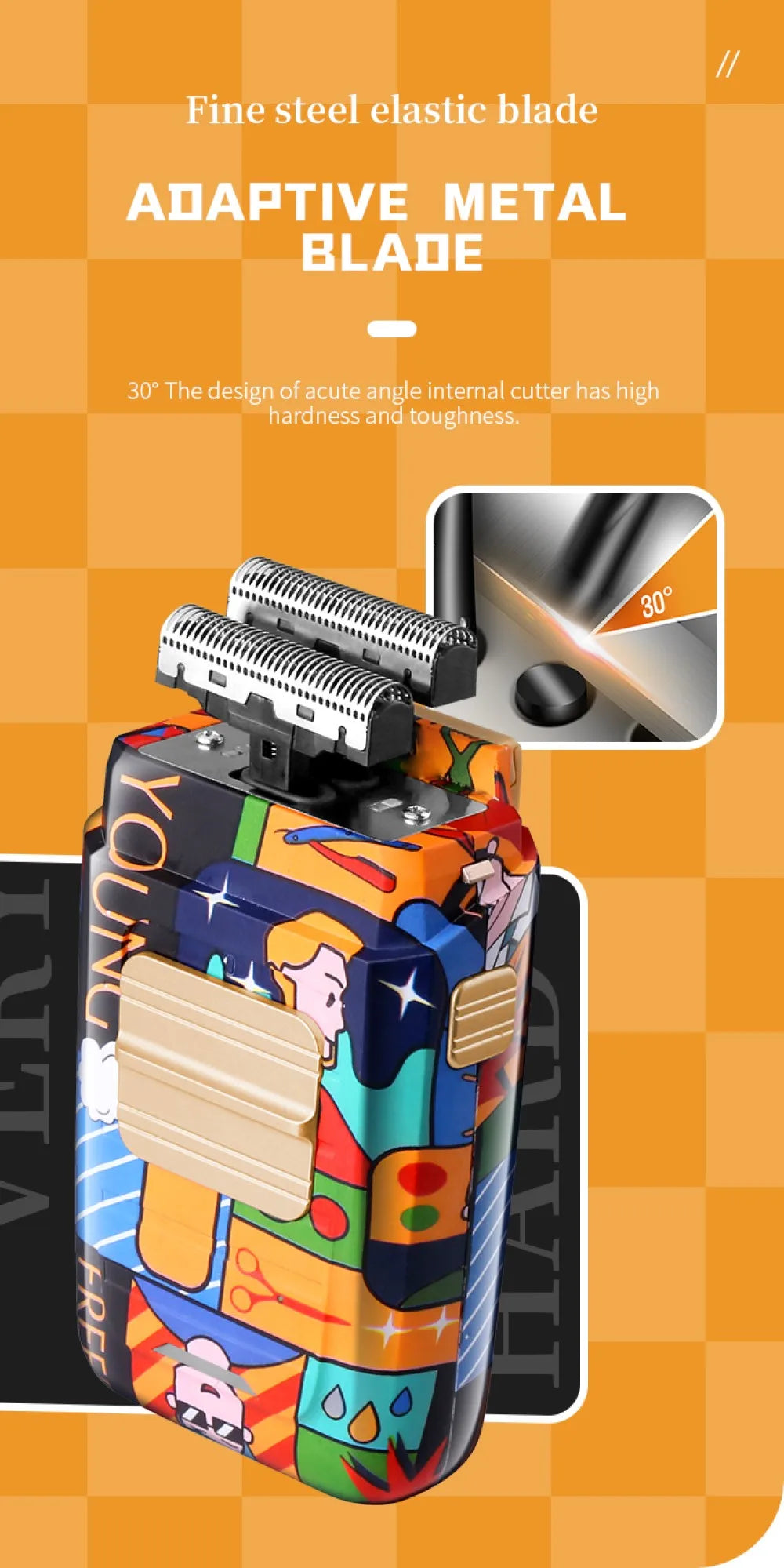 Kemei Professional Men Barber Hair Clipper Fashion Graffiti